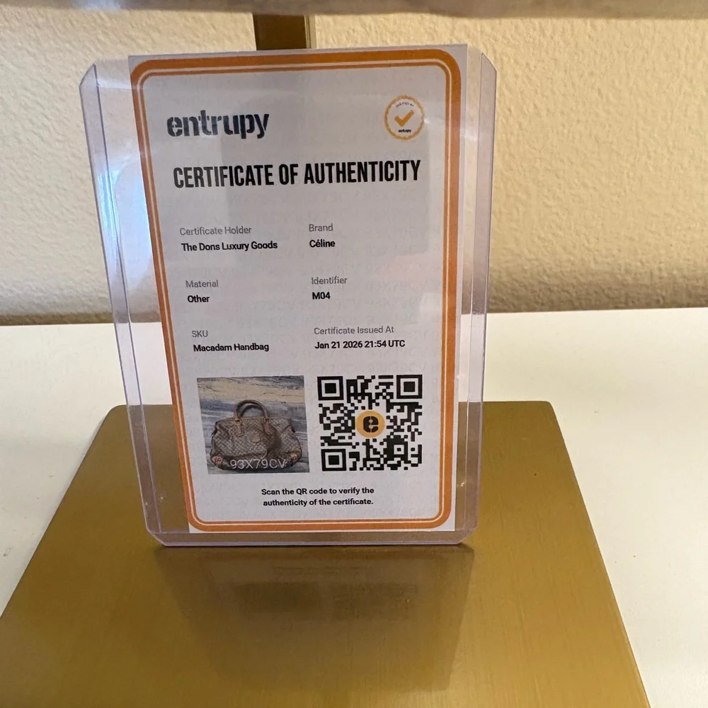 Authentic Vintage Celine Macadam Boston BagTriomphe Canvas Leather Italy Entrupy - Picture 12 of 13